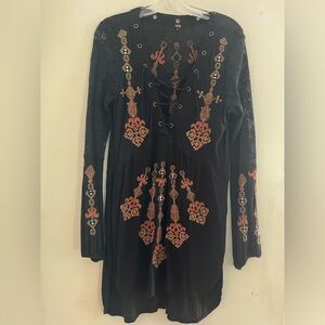 Free People Embroidered Bohemian
Black Tunic Top